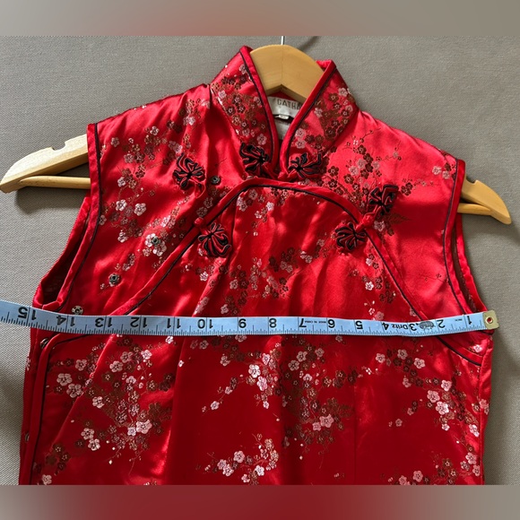 Traditional Mandarin top CATHAYA silk sz 32/sm red vintage beautiful condition - Picture 10 of 10